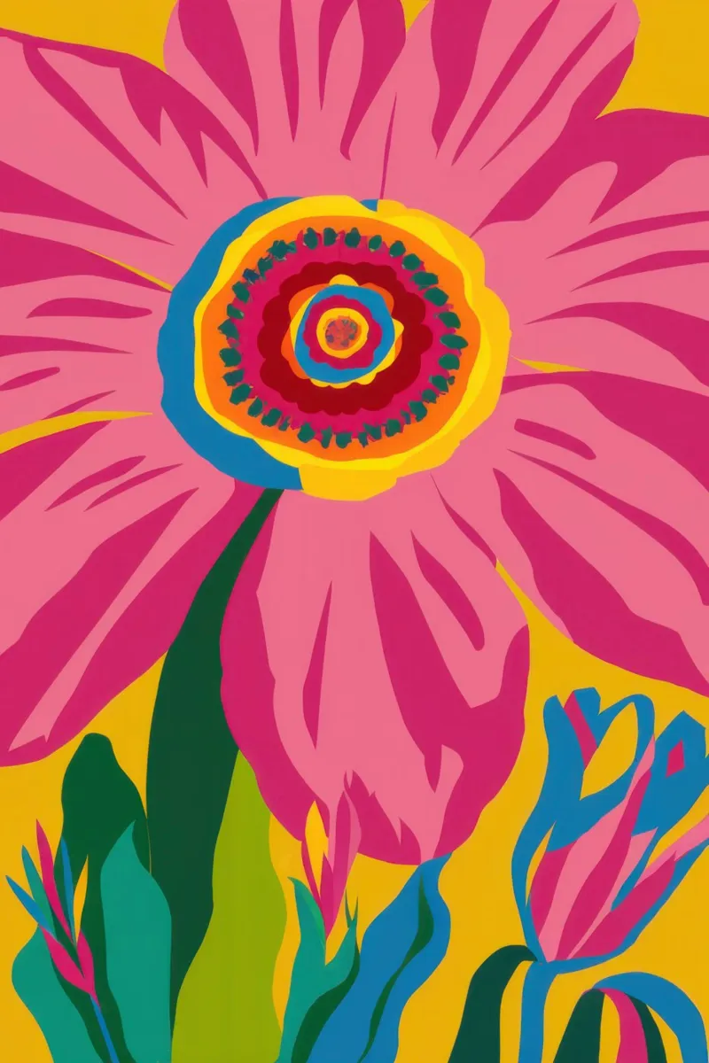 Fuchsia Zonnebloem Ziel aluminium-dibond van Arcane Lines