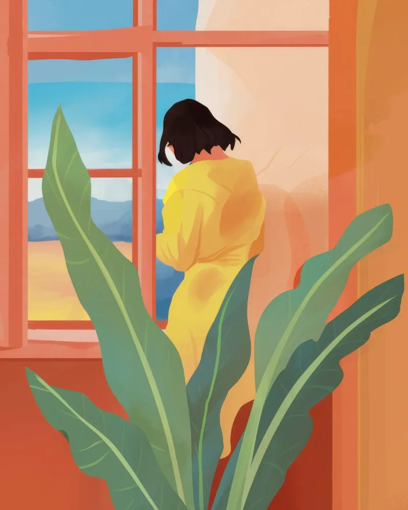 Golden Window Repose canvas by Mossy Pigment