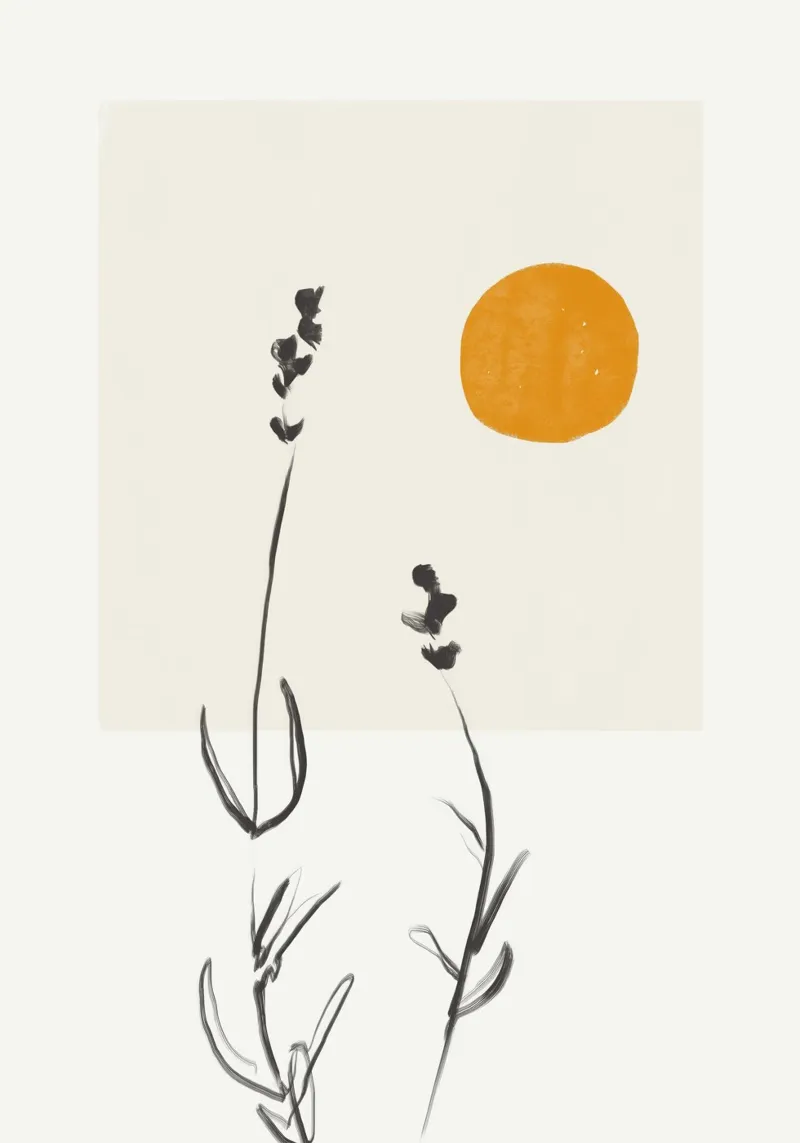 Sole di lavanda poster con telaio in legno da LeaDArt