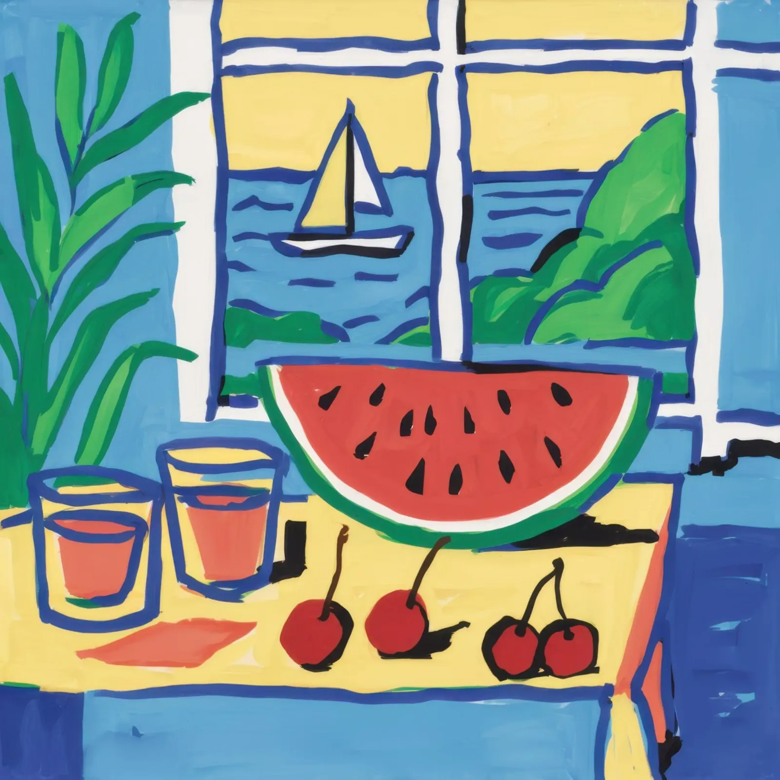 Fenstersitz Wassermelone Poster von Lune Dreams