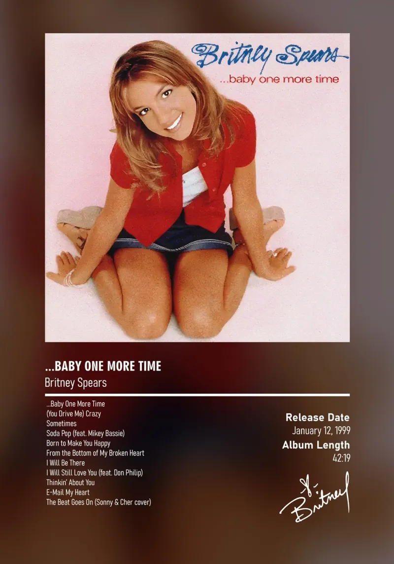 ...Baby One More Time By Britney Spears poster con telaio in legno da DGUnder