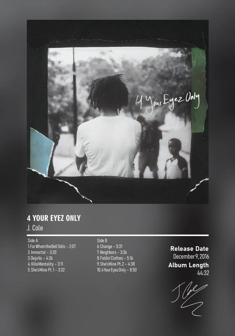 4 Your Eyez Only by J. Cole carta hahnemühle da DGUnder