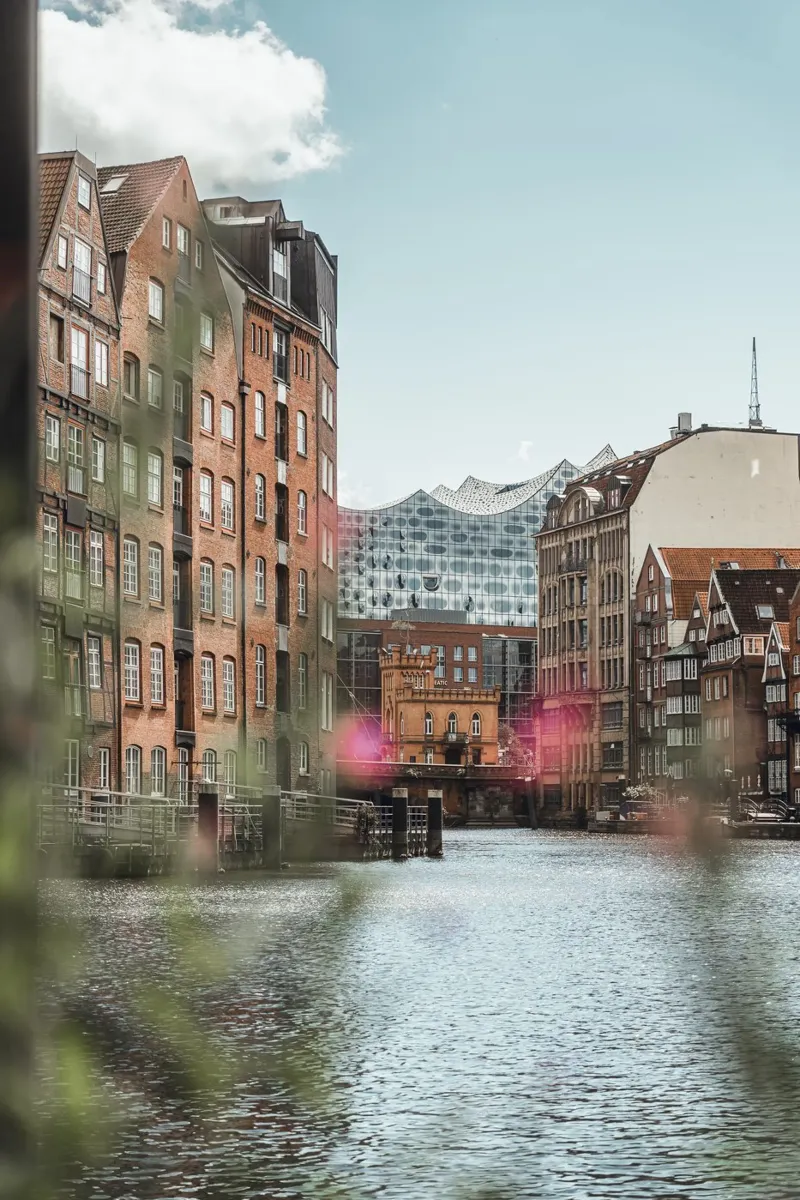 Hamburg - View of the Elbphilharmonie from Speicherstadt canvas by Bold and Retro