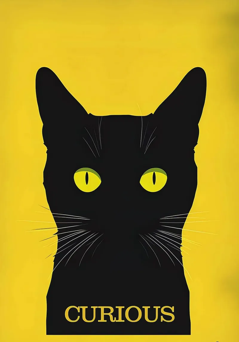 Curious Black Cat hahnemühle by Arjun