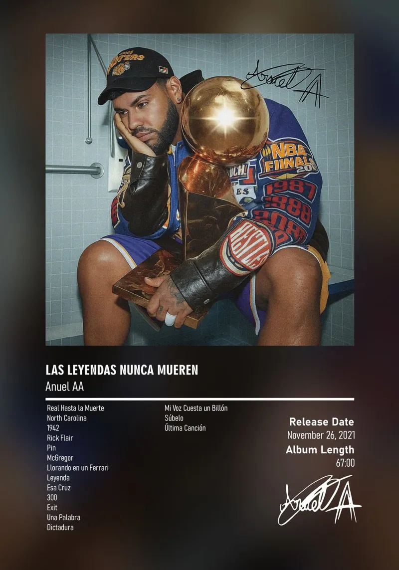 Anuel AA - Las Leyendas Nunca Mueren poster con telaio in legno da DGUnder