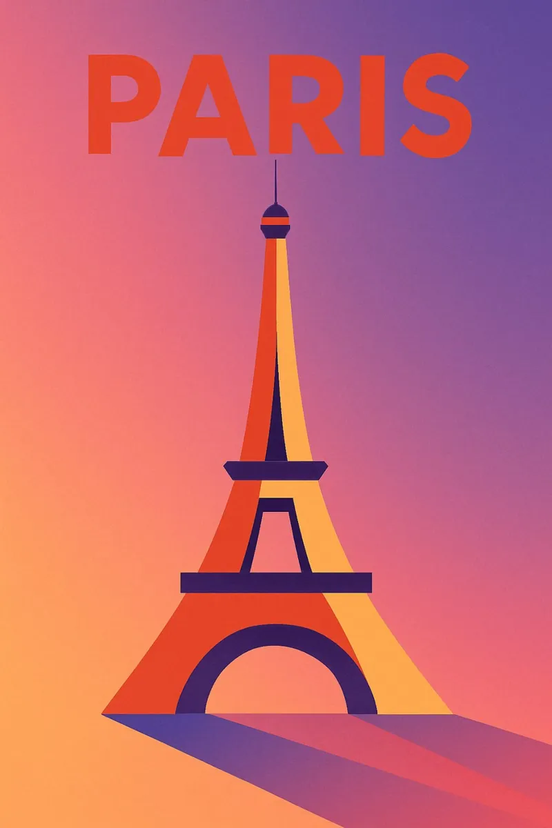 PARIGI - La Tour Eiffel in un tramonto grafico plexiglass da JETLAG | affiches voyage