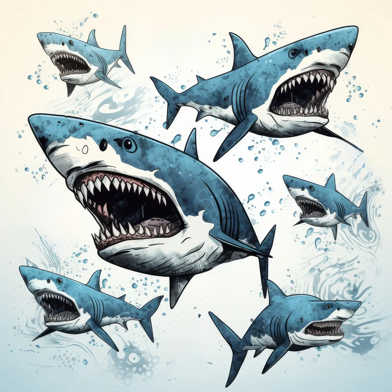 Retro Shark Gang pellicola backlit da Funny Animals