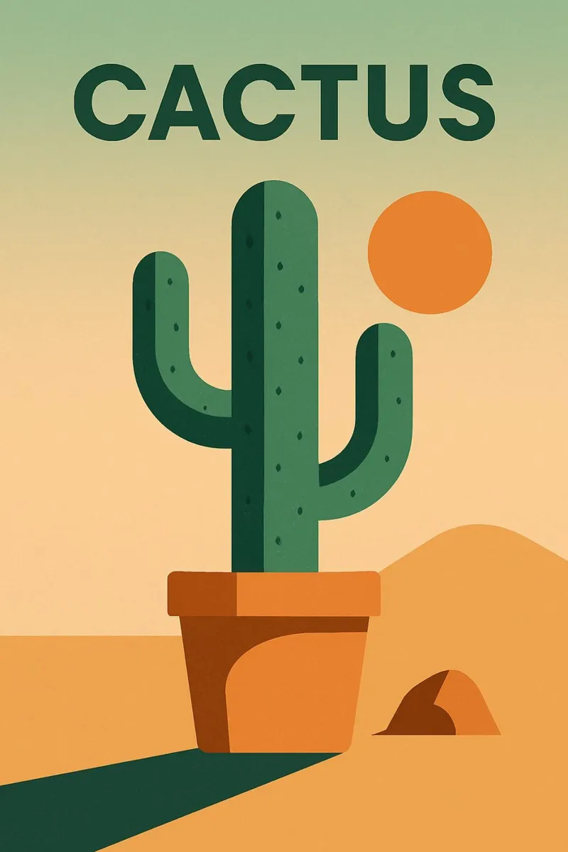 CACTUS - Minimalismo caldo e deserto grafico pellicola backlit da JETLAG | affiches voyage