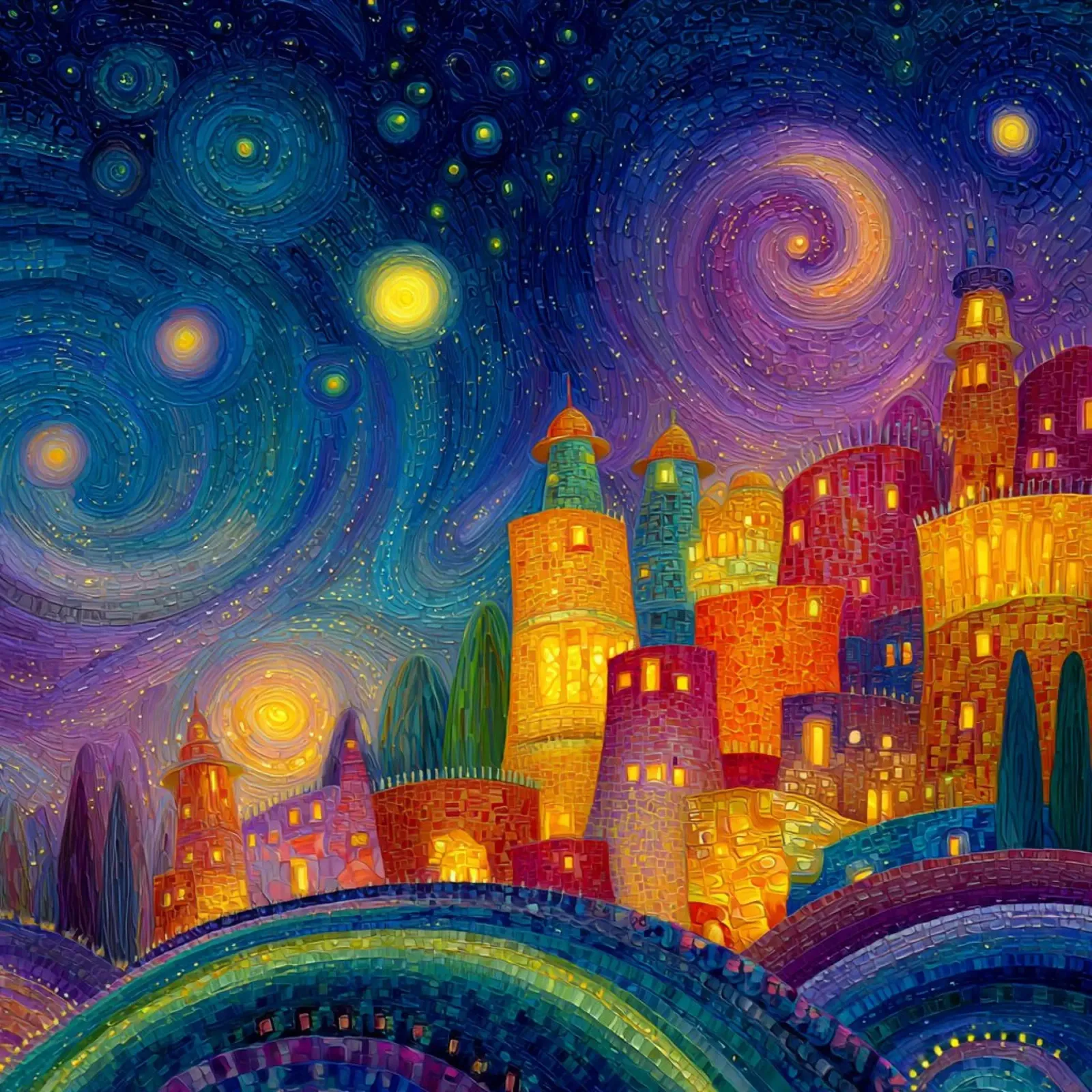 Pittura di città colorata (3) pellicola backlit da Motivate-Today