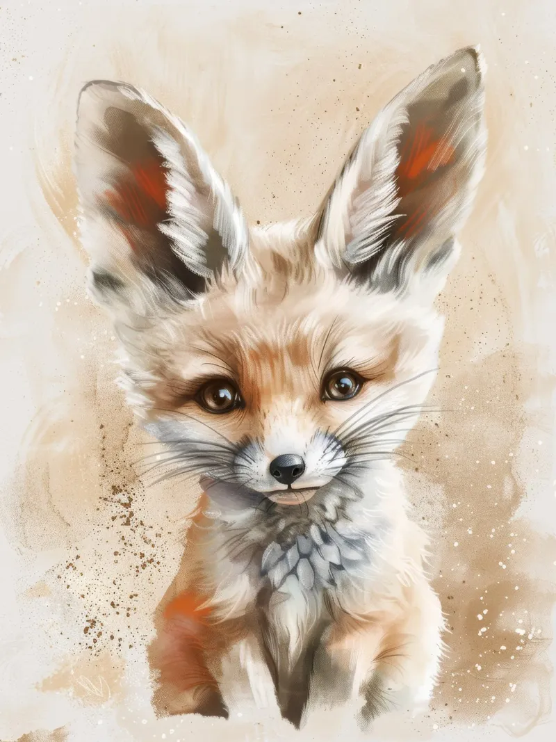 Simpatica volpe fennec con grandi orecchie e occhi espressivi carta hahnemühle da DesignDoodle