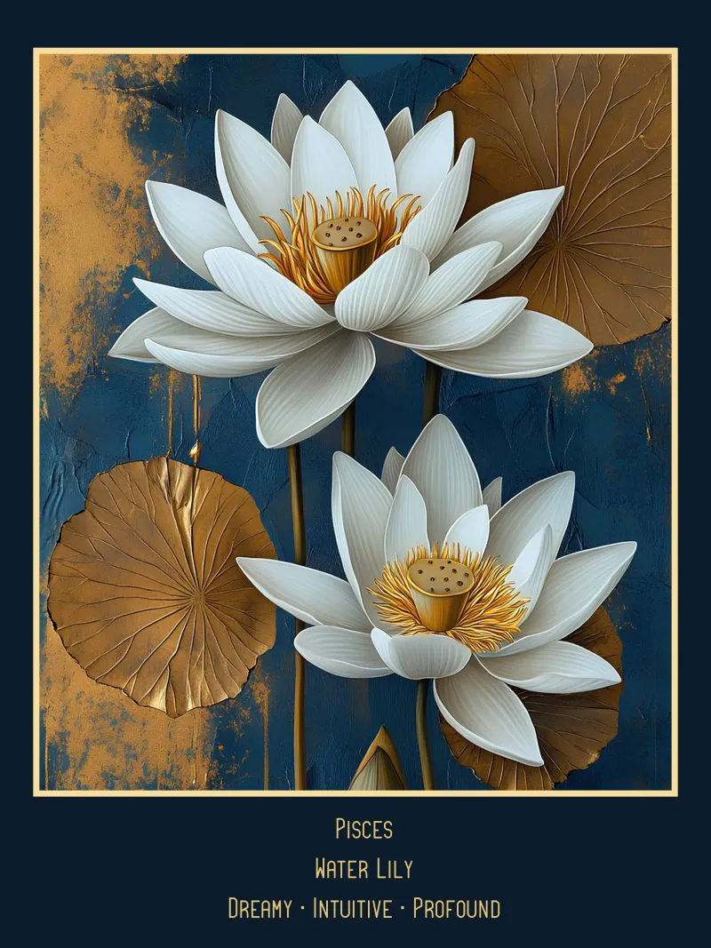 I fiori dei segni zodiacali: Pesci - Giglio d'acqua poster da Art-Nouveau-Dsg