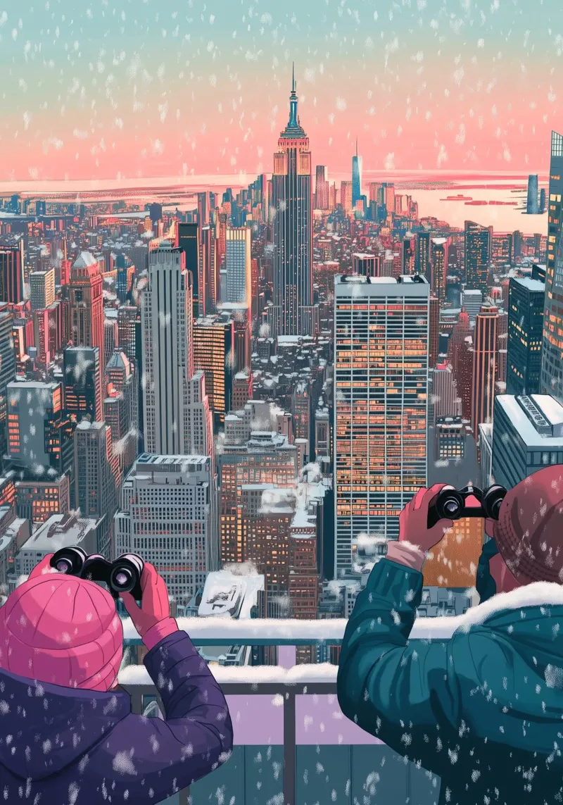 NYC Winter View: Empire State Building, Aesthetic Art Print hahnemühle by ClubArt