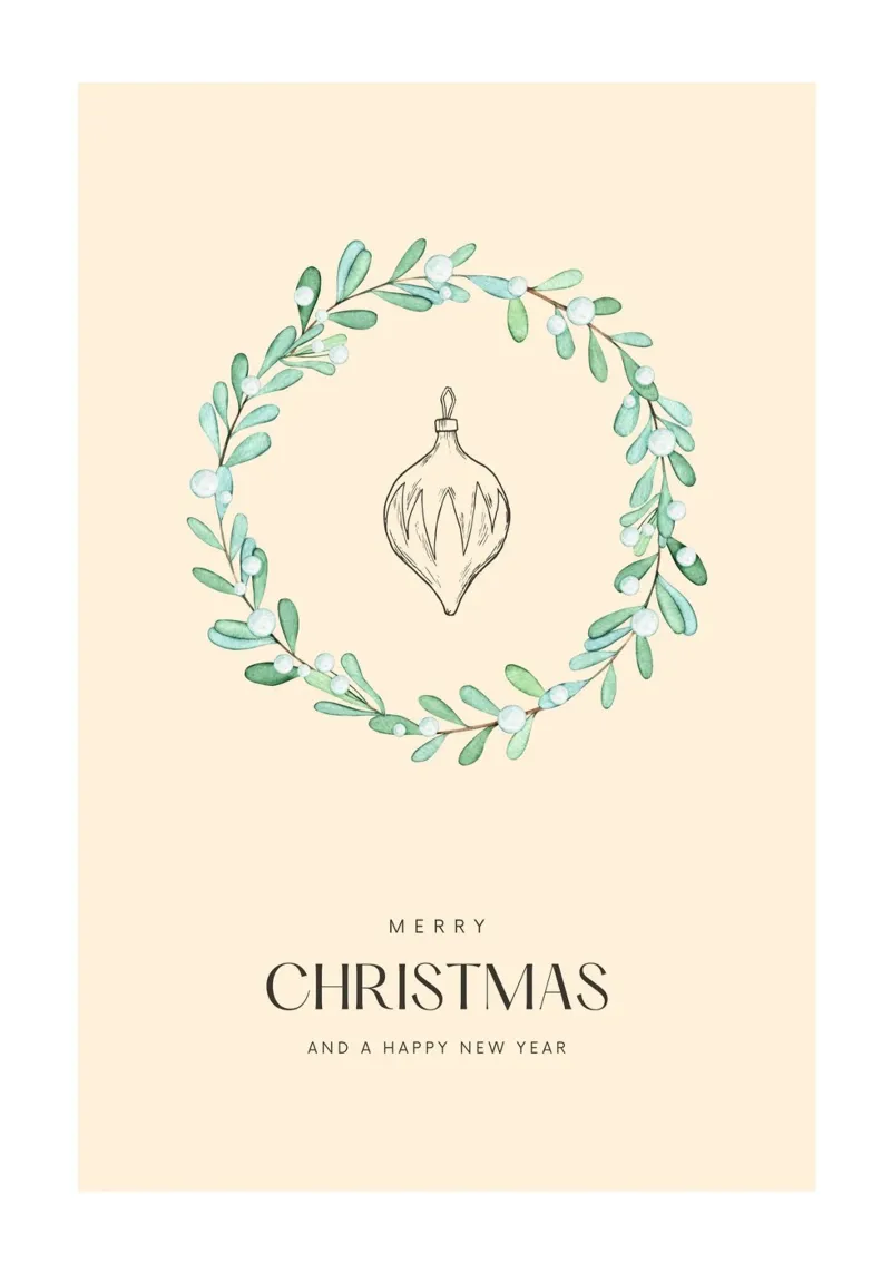 Fröhliche Weihnachten Kranz: Minimalistischer Winter-Botanik-Druck Poster von ClubArt