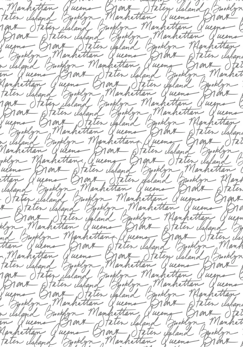 NYC Boroughs Script: Weißes Manhattan, Brooklyn-Muster Hahnemühle von ClubArt