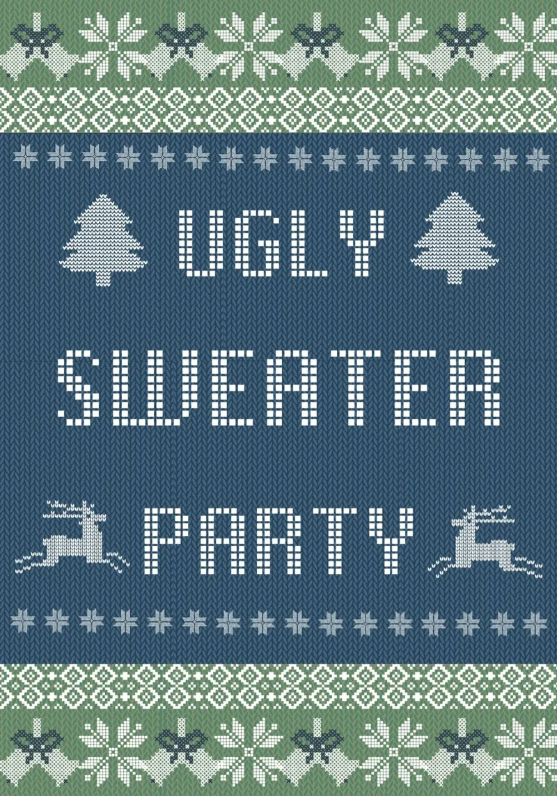 Ugly Sweater Party: Manifesto dell'evento natalizio a maglia poster con telaio in plastica da ClubArt