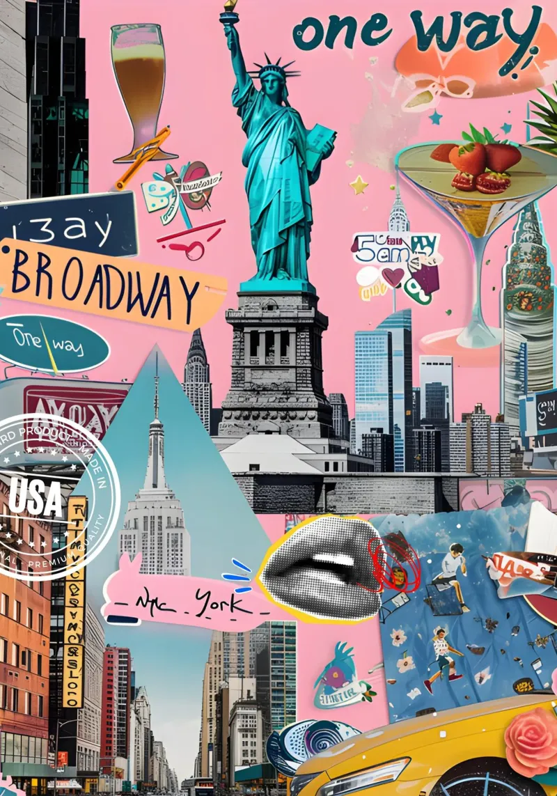 NYC Pop Art Collage: New York Stedelijke Esthetiek Print canvas met Baklijst van ClubArt