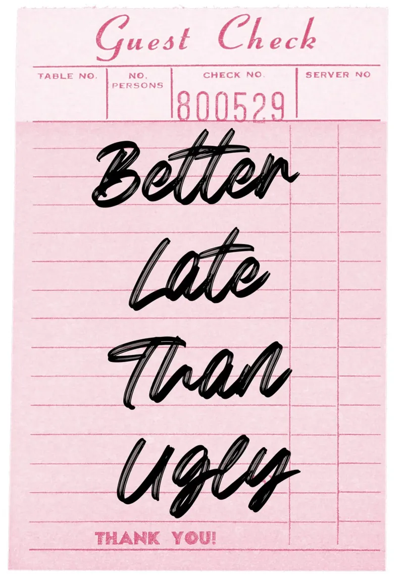 Better Late Than Ugly: Retro Pink Guest Check Art canvas by homdeco