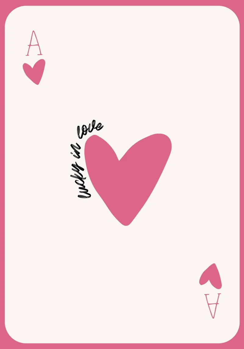 Suerte en el Amor: Tarjeta Corazón Rosa Pop Art Print poster de homdeco