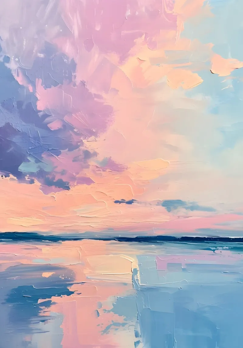 Impasto a pastello del cielo: arte del tramonto sereno tela con Cornice a cassetta da homdeco