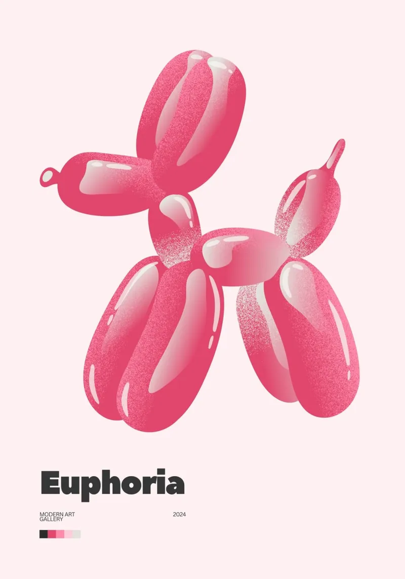 Cane con palloncino euforico: Stampa Pop Art moderna carta hahnemühle da homdeco