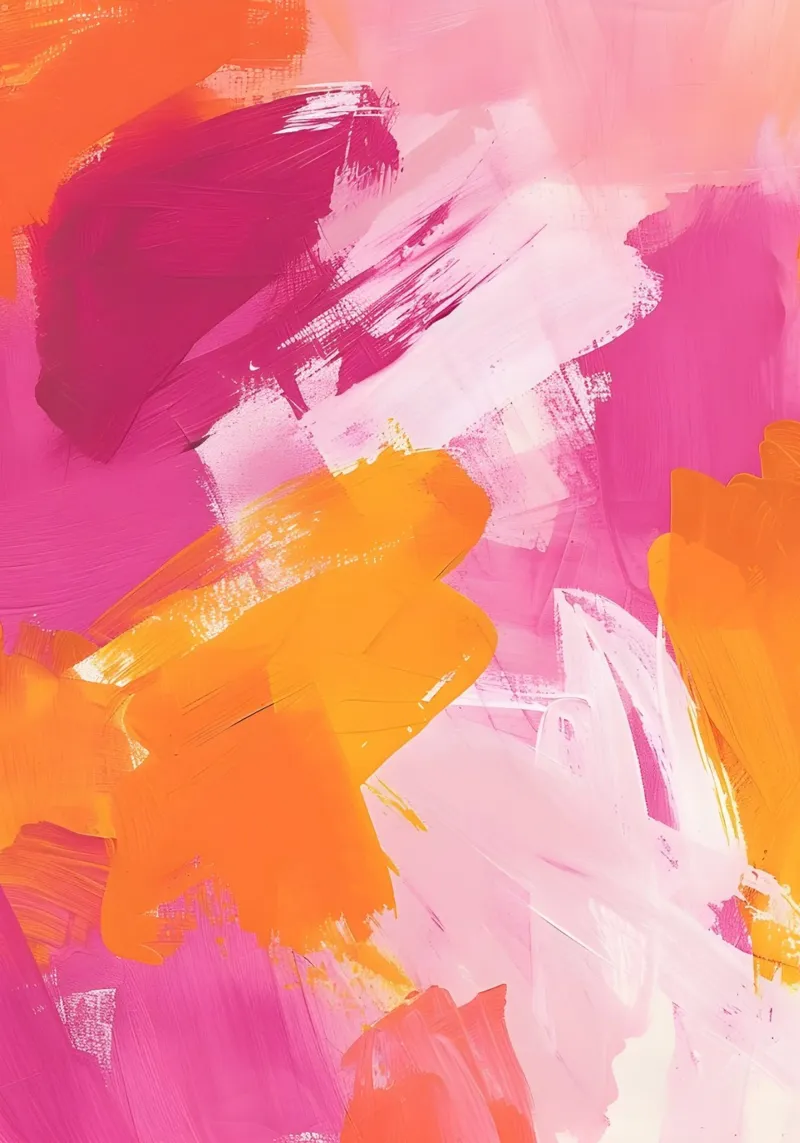Pennellate astratte: Arte moderna rosa e arancione vibrante poster da homdeco