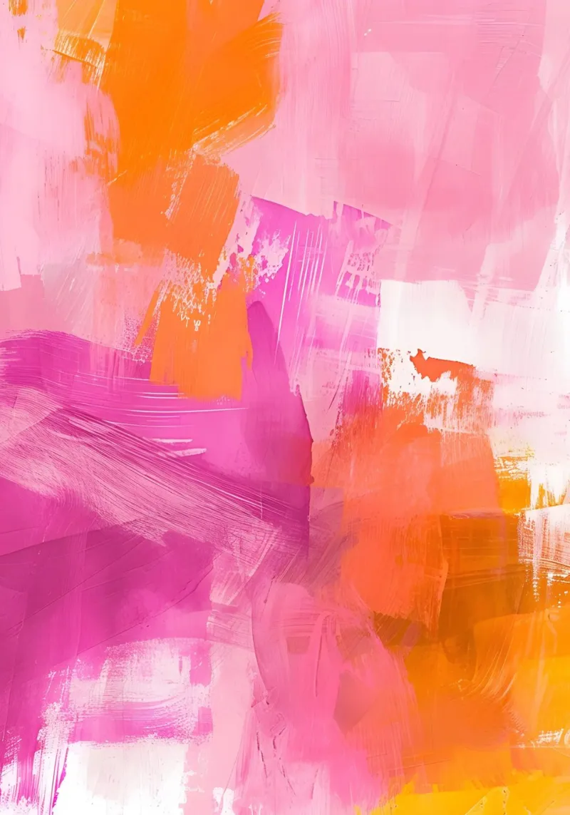 Audace astratto: pennellate energetiche rosa e arancione carta hahnemühle da homdeco