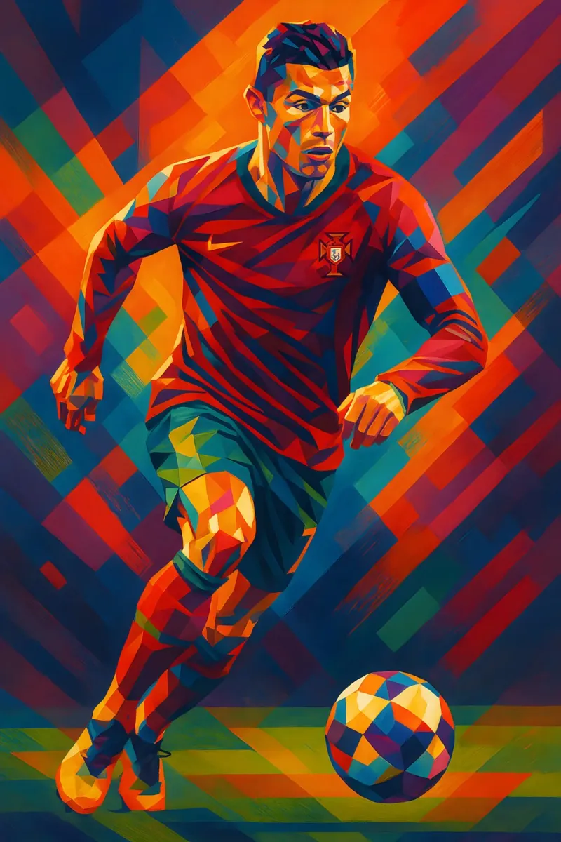 Cristiano Ronaldo dribbles the ball acrylic glass by BONANZA