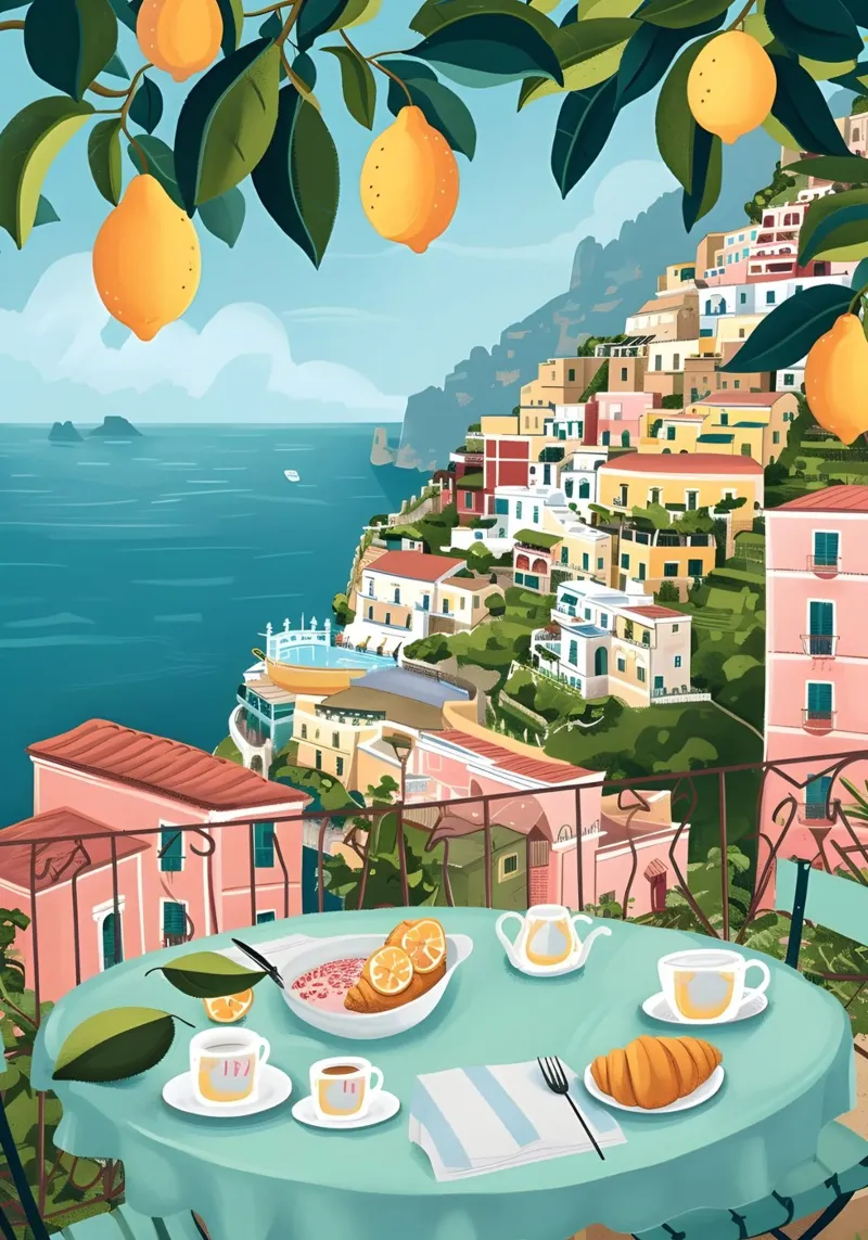 Terrazza dei limoni di Positano: Colazione d'arte in costiera pellicola backlit da homdeco