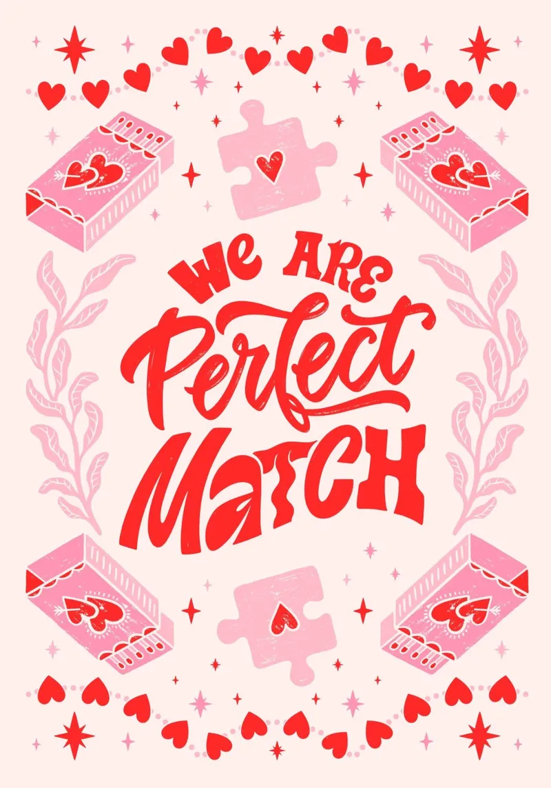 Impression d'art romantique "We Are Perfect Match" (Nous sommes faits l'un pour l'autre) poster de homdeco