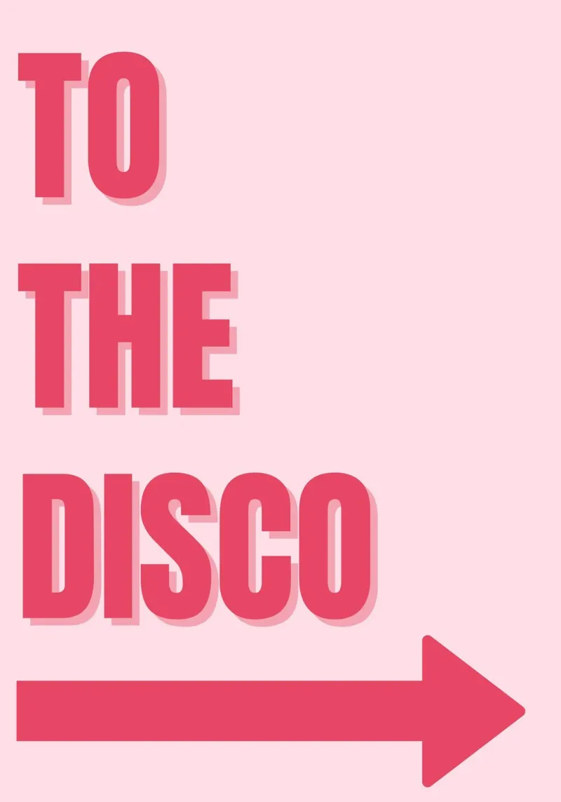 "To The Disco" Pink Retro Typography Art Print poster by homdeco