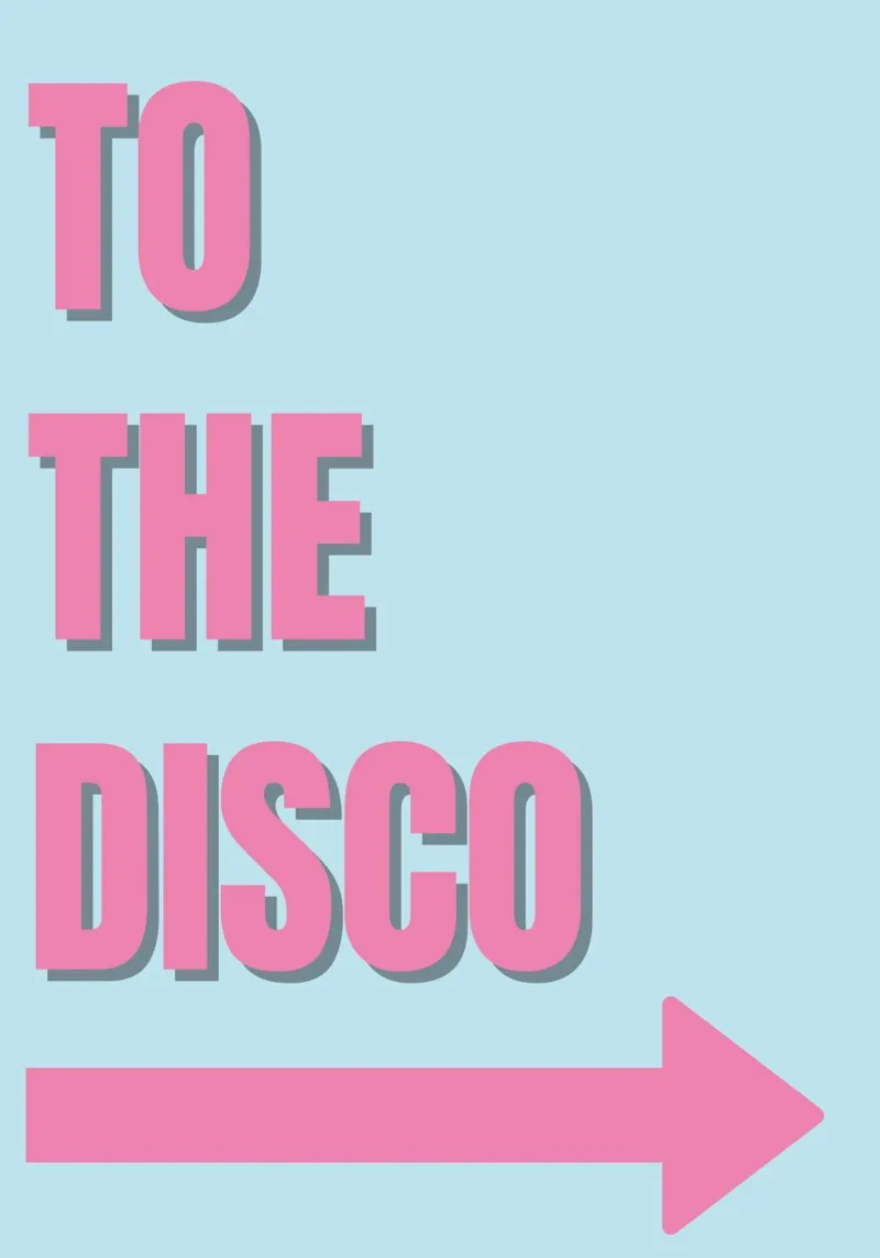 "To The Disco" Pink Retro Typography Art Print canvas with Floater frame by homdeco