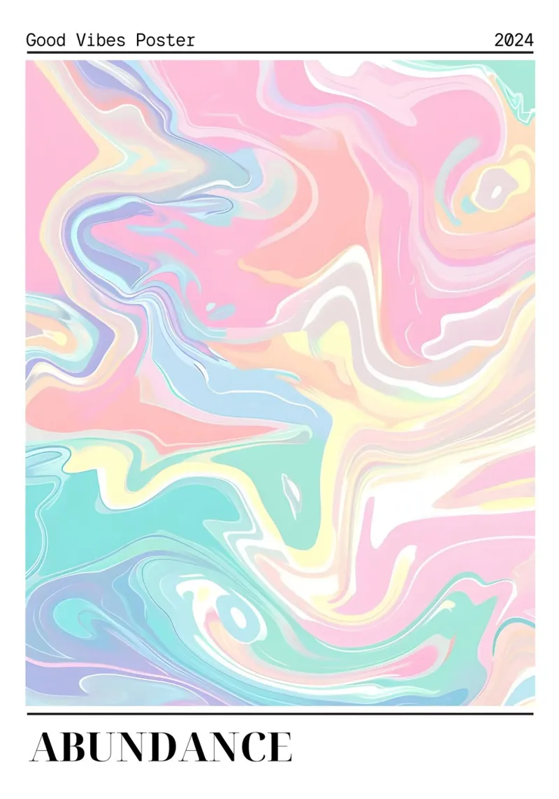 Abundance Good Vibes: Pastel Swirl Abstract Art Print canvas by homdeco