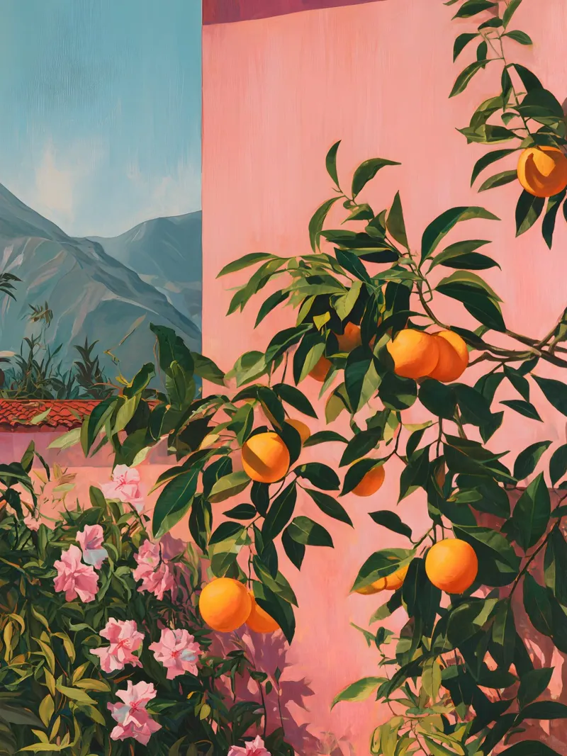 The Orange Tree poster with wooden frame by Gypsy Galleria