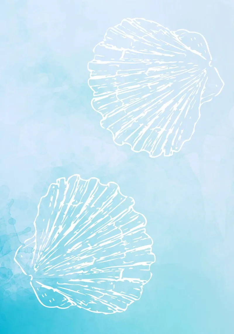 Vieira Conchas Acuarela Océano Azul Costa Arte lienzo de dawnthesea