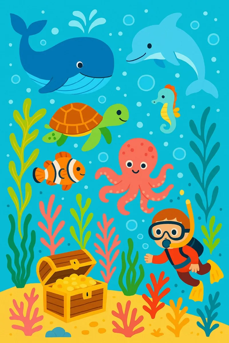 Aventure océanique poster avec cadre en aluminium de Tiny Tails & Stripes