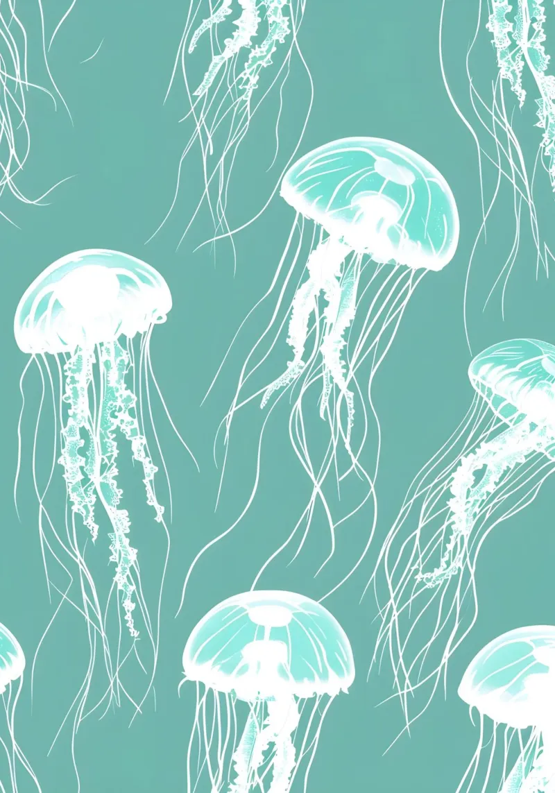 Quallen Schwarm Teal Ozean Ästhetische Kunst Poster von dawnthesea