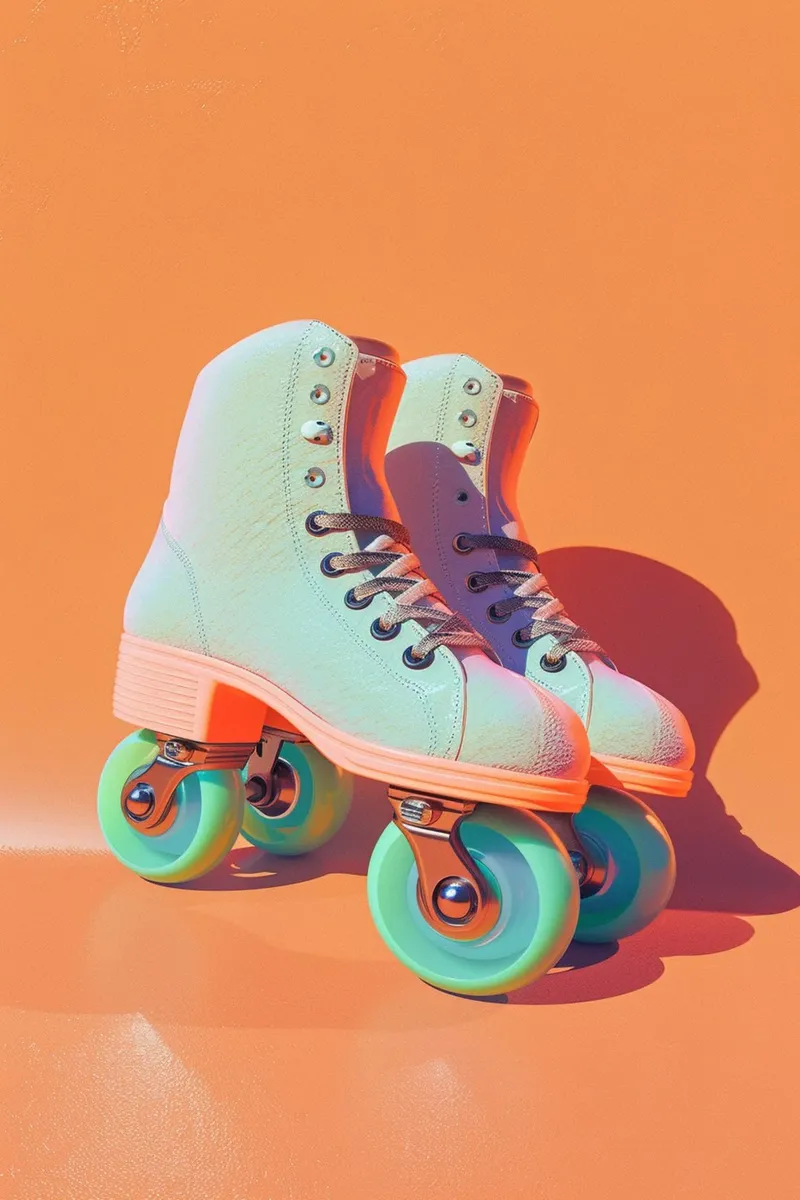 Retro Roller Skates on Vibrant Orange Background pellicola backlit da Mosaic Dialogue