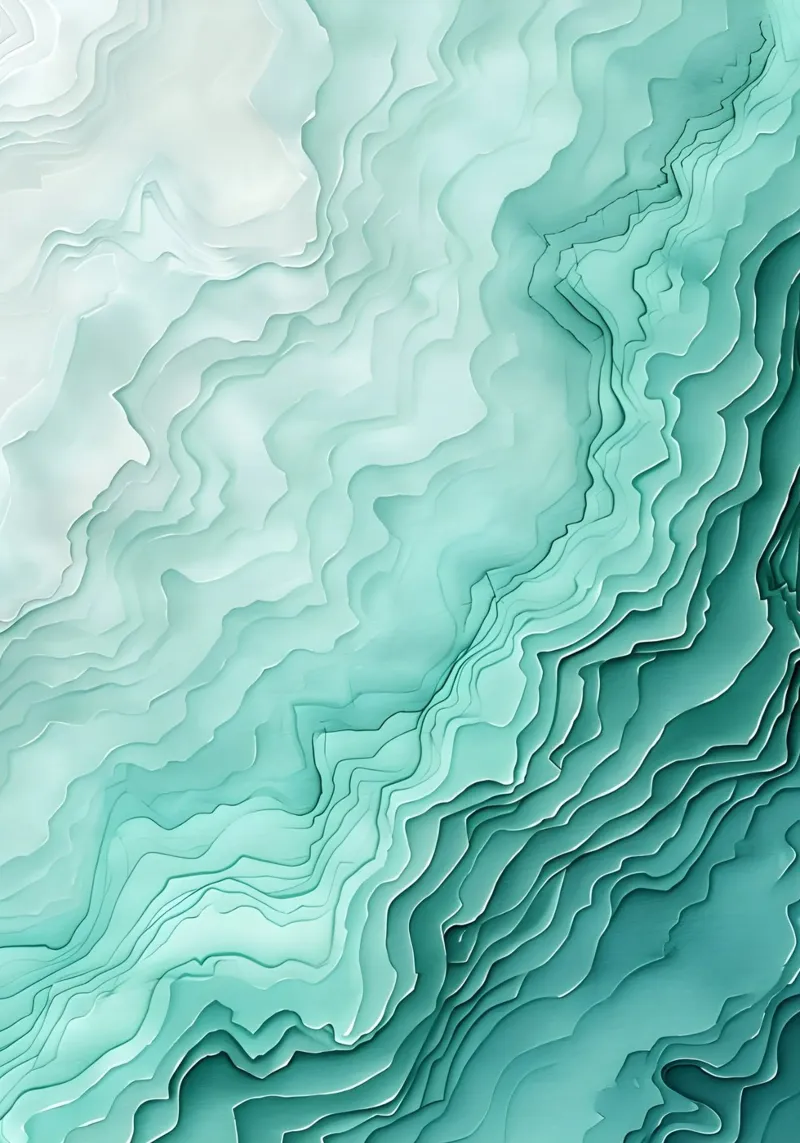 Aqua Teal Abstract Layers Ocean Topography Art canvas with Floater frame by dawnthesea
