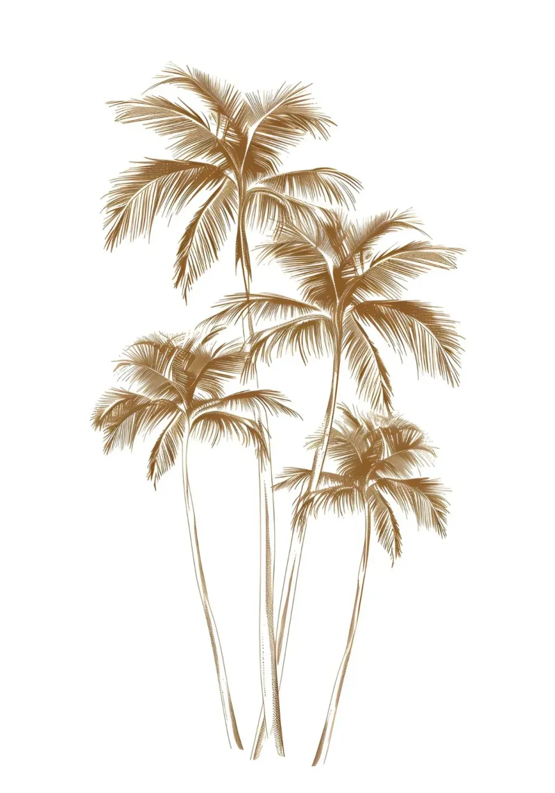 Goldener Palmenbaum Cluster Minimalistische Tropische Kunst Poster von dawnthesea