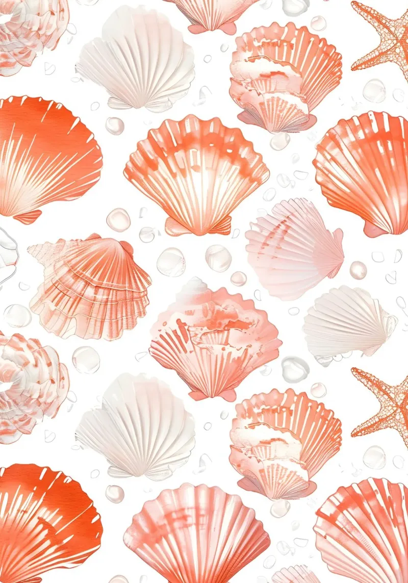 Coral Seashell Pattern Beach Life Aesthetic Art acrylic glass by dawnthesea