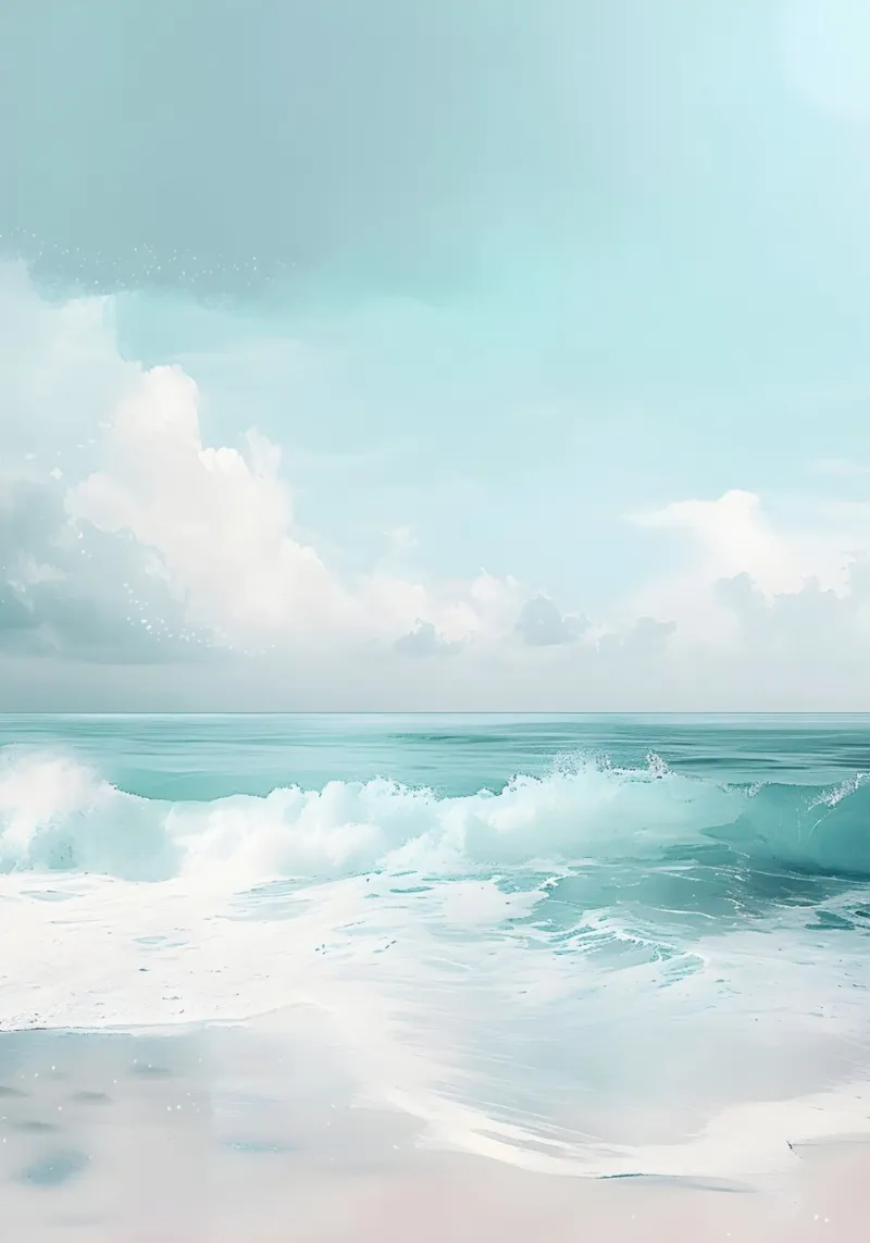 Aqua Ocean Waves Serene Beach Landscape Art alu-dibond by dawnthesea