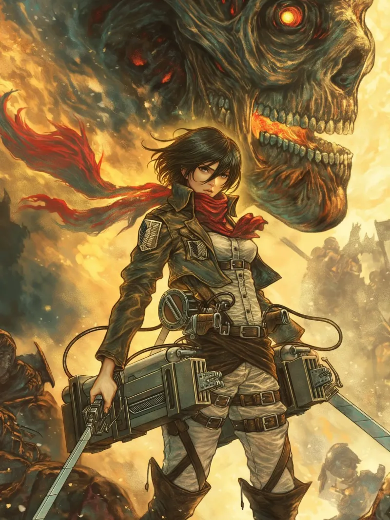 Mikasa Ackerman Attacco su Titano pellicola backlit da Fleur de Lys