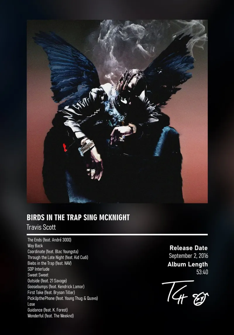 Birds in the Trap Sing McKnight (2016) by Travis Scott alluminio dibond da DGUnder