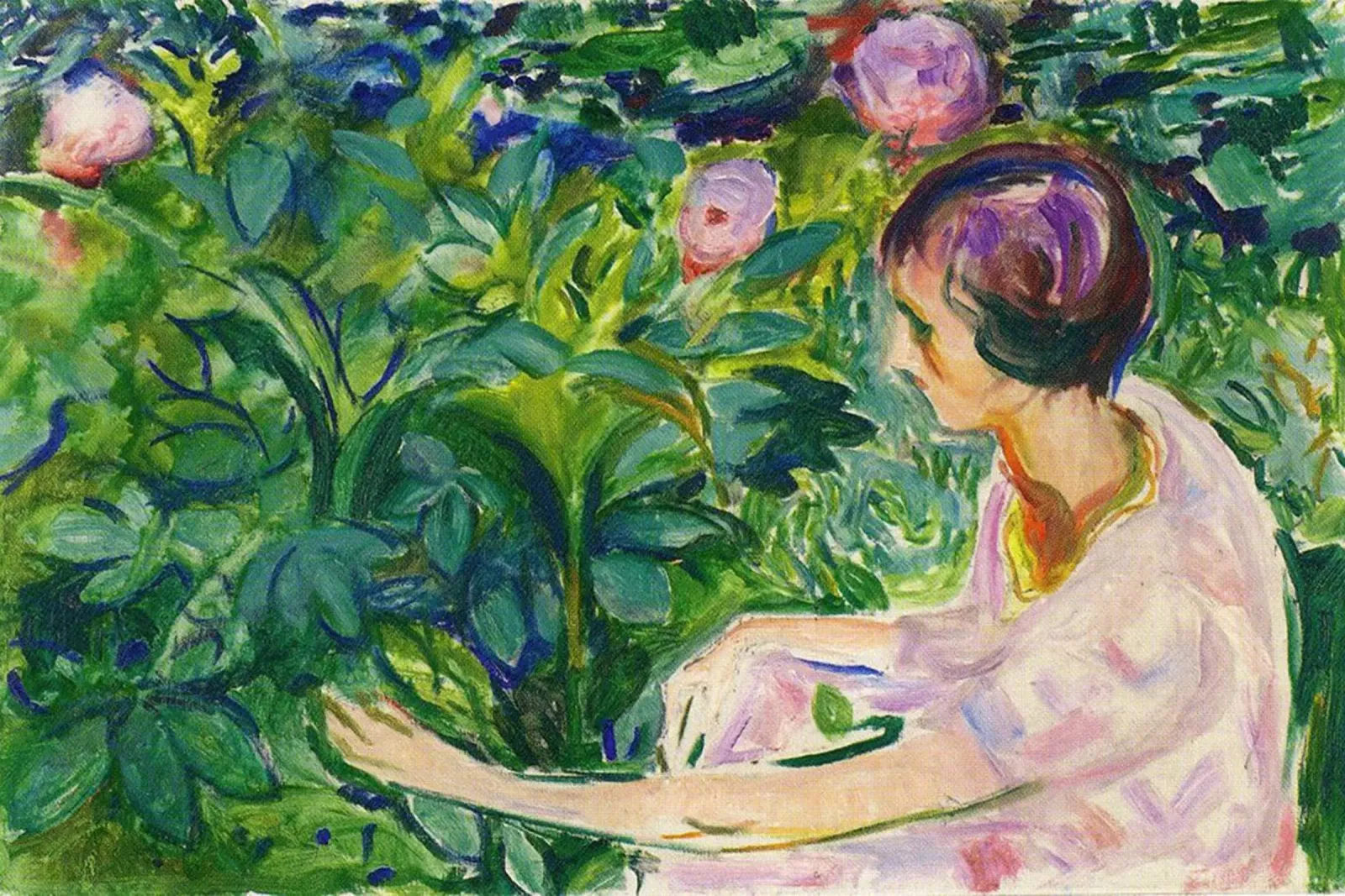 niña recogiendo flores metacrilato de cupcup art