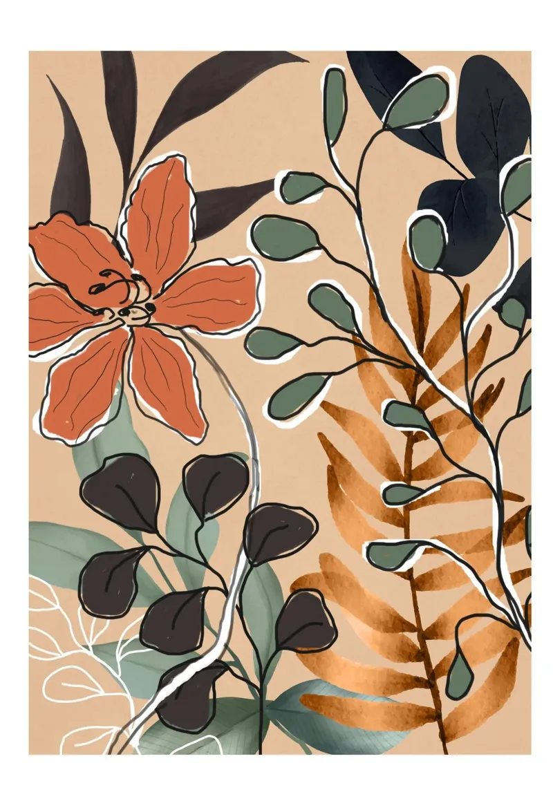 Elegant Botanical Line Art 1 pellicola backlit da Nadjaa