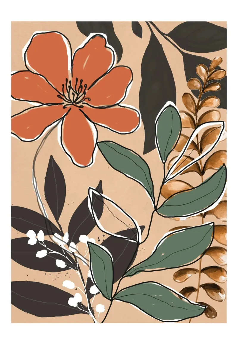 Elegant Botanical Line Art 2 carta hahnemühle da Nadjaa