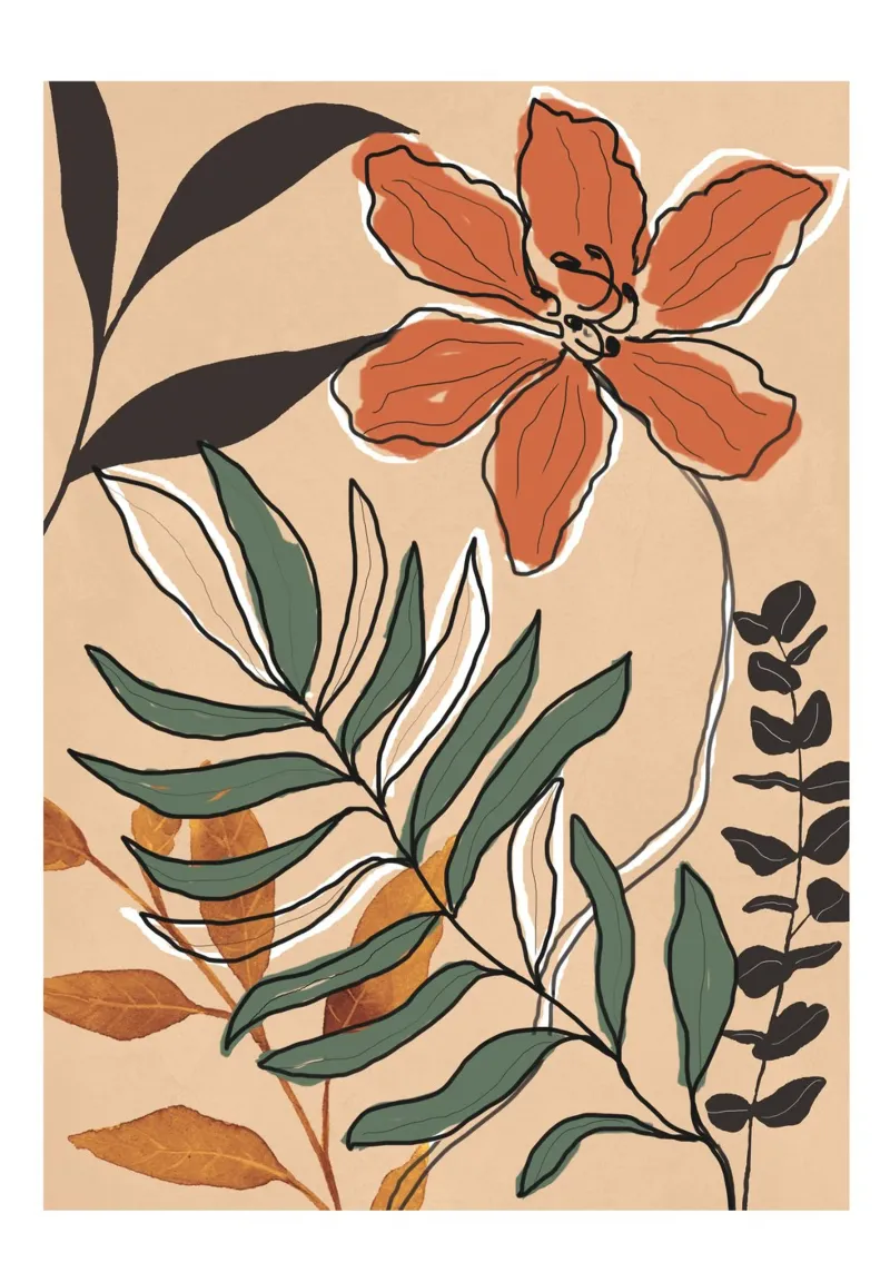Elegant Botanical Line Art 2 carta hahnemühle da Nadjaa