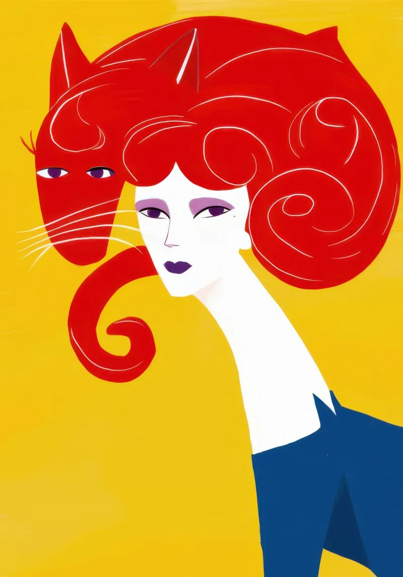 Surrealismo dei capelli rossi poster con telaio in legno da Lune Dreams