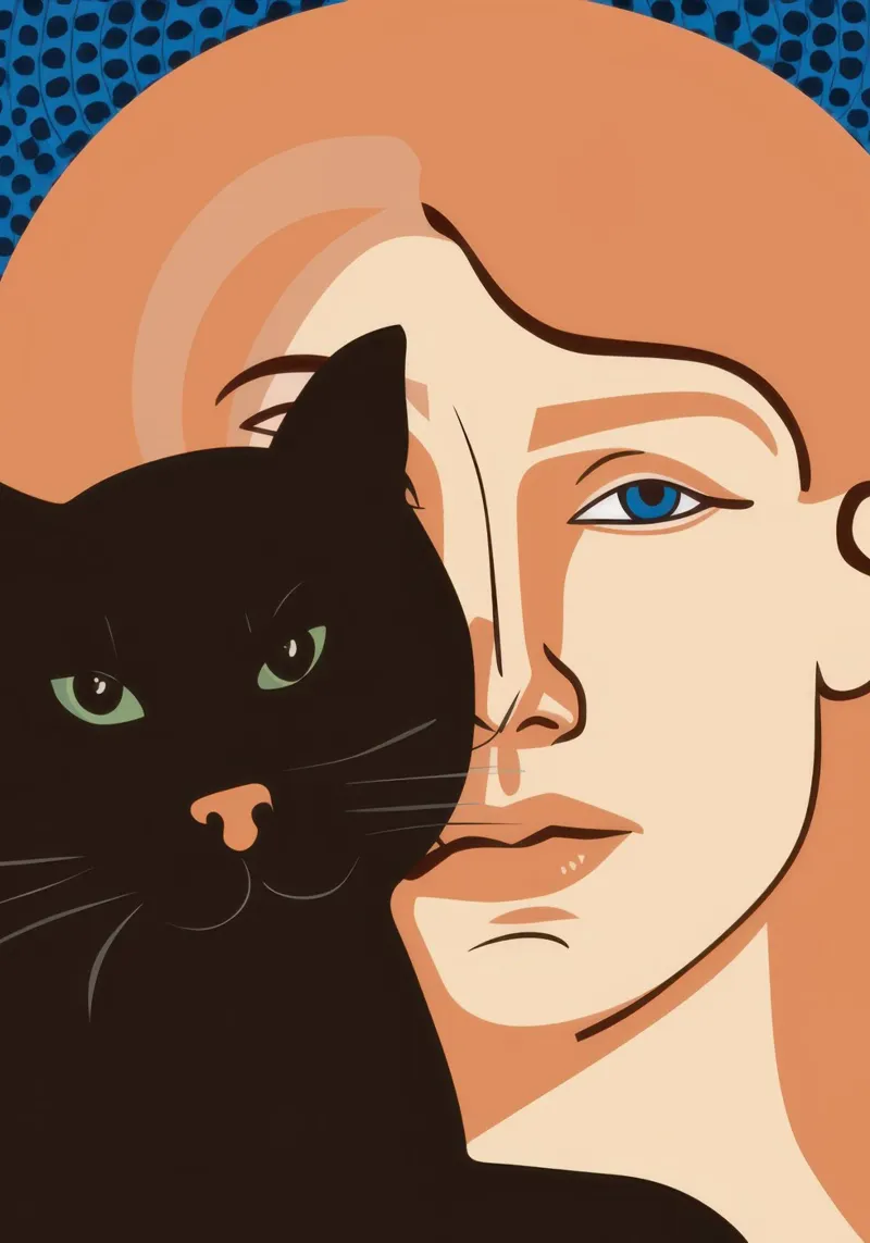 Katze und menschliches Gesicht Leinwand von Lune Dreams