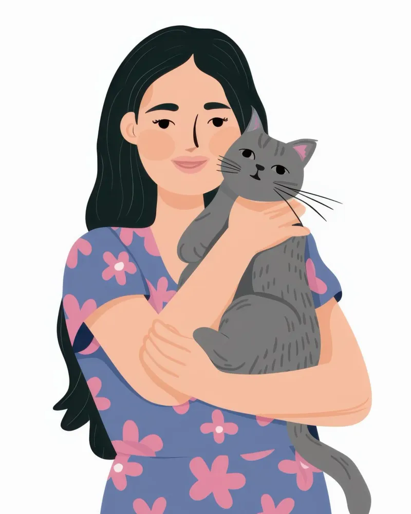 Donna con gatto in braccio pellicola backlit da Lune Dreams